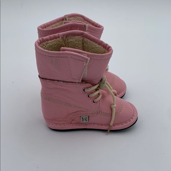 Jack and Lily Pink leather toddler Boots barefoot first walkers flexible - Picture 4 of 10